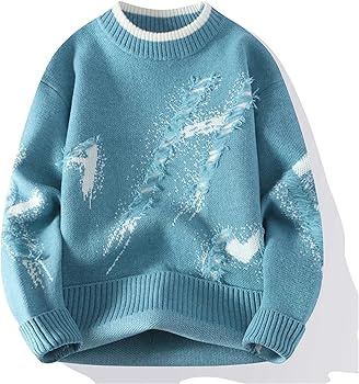 Men's Street Ripped Knit Sweater Couple Hip-Hop Pullovers Men